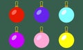 Colorful christmas balls icon set. Vector illustration. Happy New Year and Merry xmas flat design elements. Royalty Free Stock Photo